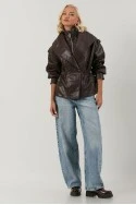 Leather jacket με σφηγκοφωλία στη μέση μπορντό