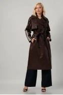 Leather καπαρτίνα με ρίγες μπορντό