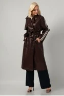 Leather καπαρτίνα με ρίγες μπορντό
