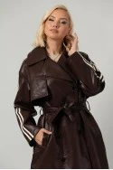Leather καπαρτίνα με ρίγες μπορντό
