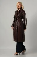 Leather καπαρτίνα με ρίγες μπορντό