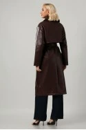 Leather καπαρτίνα με ρίγες μπορντό