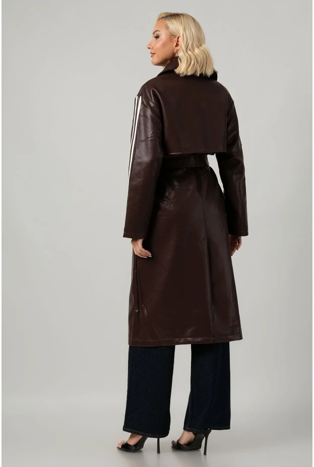 Leather καπαρτίνα με ρίγες μπορντό