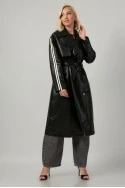 Leather καπαρτίνα με ρίγες μαύρο
