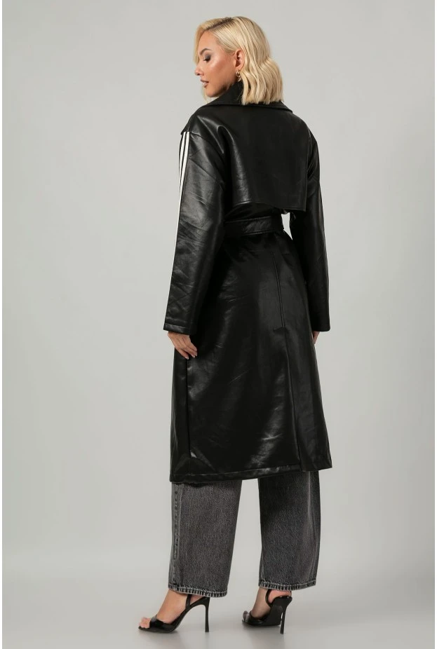 Leather καπαρτίνα με ρίγες μαύρο