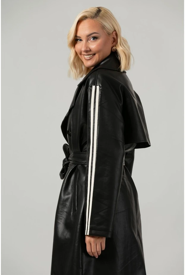 Leather καπαρτίνα με ρίγες μαύρο