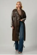 Leather καπαρτίνα με ρίγες καφέ