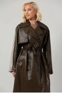 Leather καπαρτίνα με ρίγες καφέ