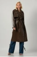 Leather καπαρτίνα με ρίγες καφέ
