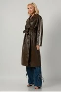 Leather καπαρτίνα με ρίγες καφέ