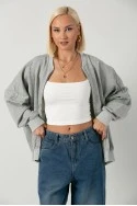 Oversized ζακέτα με στάμπα new york γκρι