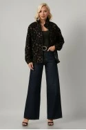 Jacket bomber με βελουτέ λουλούδια καφέ