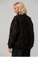 Jacket bomber με βελουτέ λουλούδια καφέ