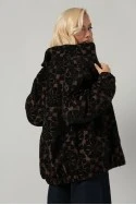 Jacket bomber με βελουτέ λουλούδια καφέ
