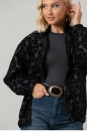Jacket bomber με βελουτέ λουλούδια μπλε