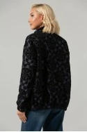 Jacket bomber με βελουτέ λουλούδια μπλε