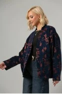Jacket jacquard με floral σχέδια μπλε