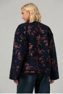 Jacket jacquard με floral σχέδια μπλε