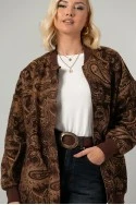 Jacket κεντητό με print λαχούρι καφέ