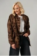 Jacket κεντητό με print λαχούρι καφέ