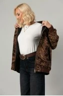 Jacket κεντητό με print λαχούρι καφέ