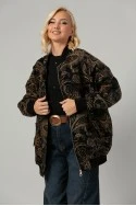 Jacket κεντητό με print λαχούρι μαύρο