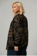 Jacket κεντητό με print λαχούρι μαύρο