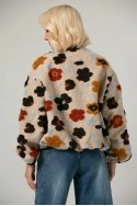Jacket bomber με patch λουλούδια μπεζ