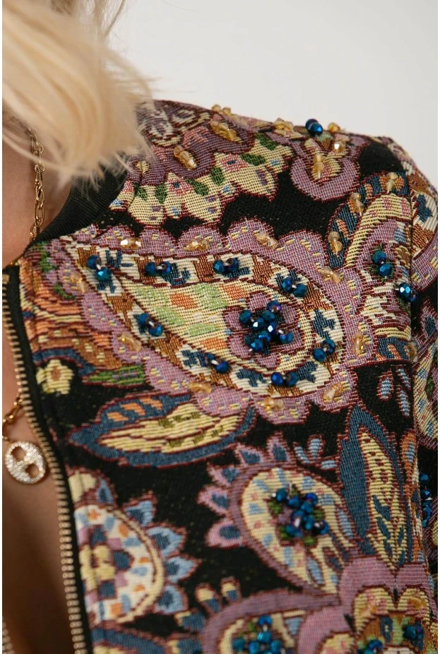 Jacket bomber κεντητό με χάντρες μαύρο