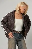 Jacket bomber λεοπάρ με ρίγες στο πλάι καφέ