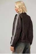 Jacket bomber λεοπάρ με ρίγες στο πλάι καφέ
