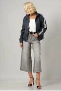 Jacket bomber λεοπάρ με ρίγες στο πλάι ανθρακί