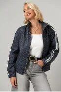Jacket bomber λεοπάρ με ρίγες στο πλάι ανθρακί