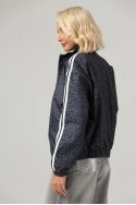Jacket bomber λεοπάρ με ρίγες στο πλάι ανθρακί