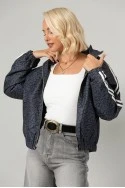 Jacket bomber λεοπάρ με ρίγες στο πλάι ανθρακί