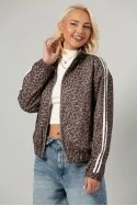 Jacket bomber λεοπάρ με ρίγες στο πλάι μπεζ