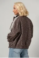 Jacket bomber λεοπάρ με ρίγες στο πλάι μπεζ