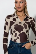 Kορμάκι cow print μπεζ