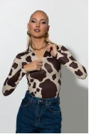 Kορμάκι cow print μπεζ