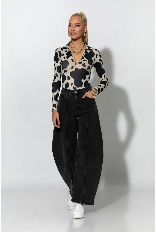 Kορμάκι cow print μαύρο