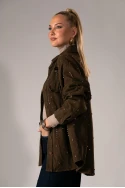 Jean jacket με στρας καφέ