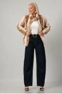 Jacket γούνινο animal print μπεζ
