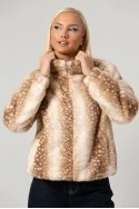 Jacket γούνινο animal print μπεζ