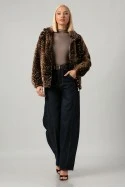 Jacket γούνινο animal print καφέ