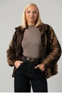 Jacket γούνινο animal print καφέ