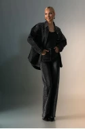 Oversized Jean jacket με στρας μαύρο Oversized Jean jacket με στρας μαύρο