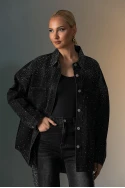 Oversized Jean jacket με στρας μαύρο Oversized Jean jacket με στρας μαύρο