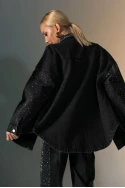 Oversized Jean jacket με στρας μαύρο Oversized Jean jacket με στρας μαύρο