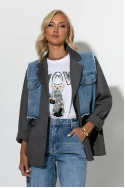 Blazer με τζιν λεπτομέρεια γκρι