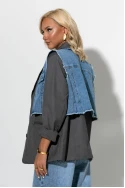 Blazer με τζιν λεπτομέρεια γκρι